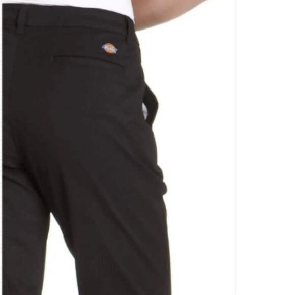 Dickies Flat Front Stretch Twill Slim Fit Bootcut Black Work Pants 10 SHORT - Picture 3 of 10